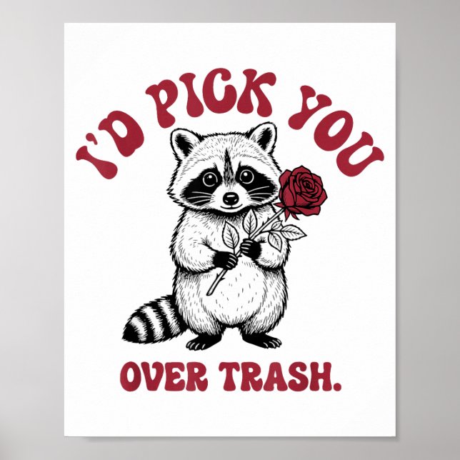 Funny Raccoon I’d Ck You Over Trash Valentines Day Poster (Framsidan)