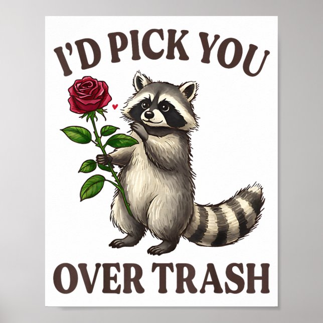 Funny Raccoon I’d Ck You Over Trash Valentines Day Poster (Framsidan)