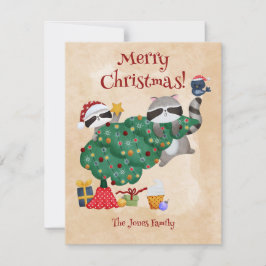 Funny Raccoon jul Julkort