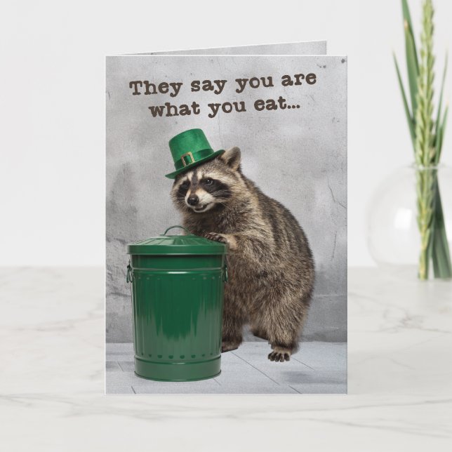 Funny Raccoon Leprechaun Party Card Kort (Framsida)