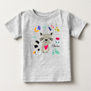 Funny Raccoon med eget namn på hjärtat T-shirt