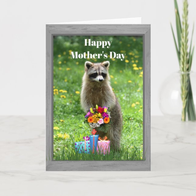 Funny Raccoon Mors dag Card Kort (Framsida)