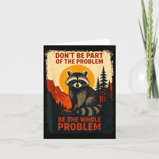 Funny Raccoon Nature Wildlife Outdoor Graphic Sarc Kort (Framsida)
