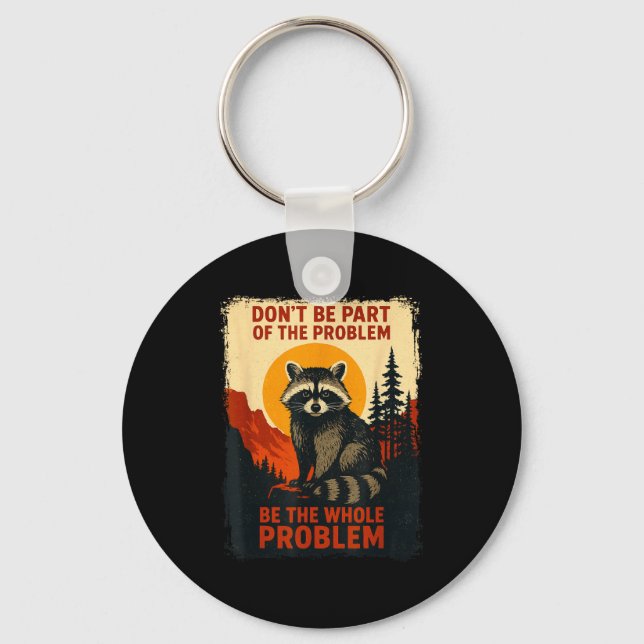 Funny Raccoon Nature Wildlife Outdoor Graphic Sarc Nyckelring (Framsida)