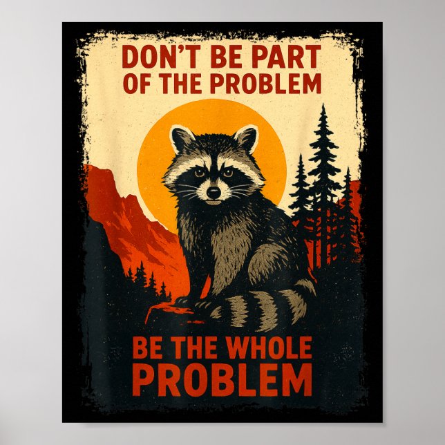 Funny Raccoon Nature Wildlife Outdoor Graphic Sarc Poster (Framsidan)
