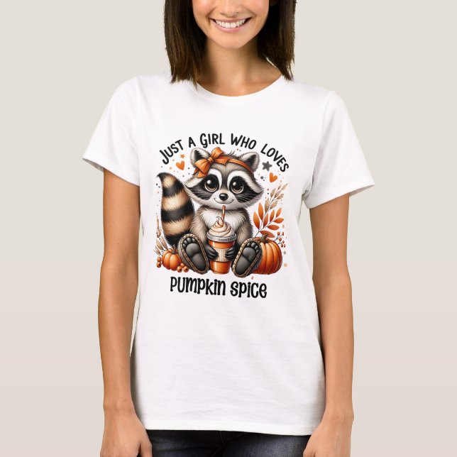 Funny Raccoon Pumpkin Spice Fall T Shirt (Framsida)
