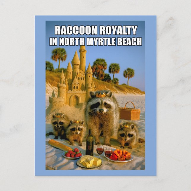 Funny Raccoon Royalty in North Myrtle Beach Vykort (Framsida)