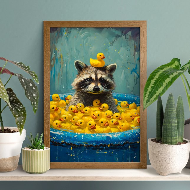 Funny Raccoon Rubber Duck Pool Poster (Skapare uppladdad)