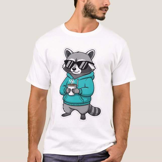 Funny Raccoon Shirt | Coffee Lover Gift T Shirt (Framsida)