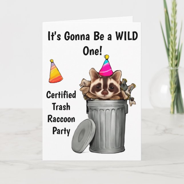 Funny Raccoon Sopor kan födelsemönsterdesign Inbjudan (Framsida)