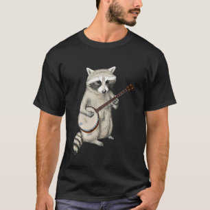 Funny Raccoon spelar Banjo Guitar Retro Racoon Tr T Shirt