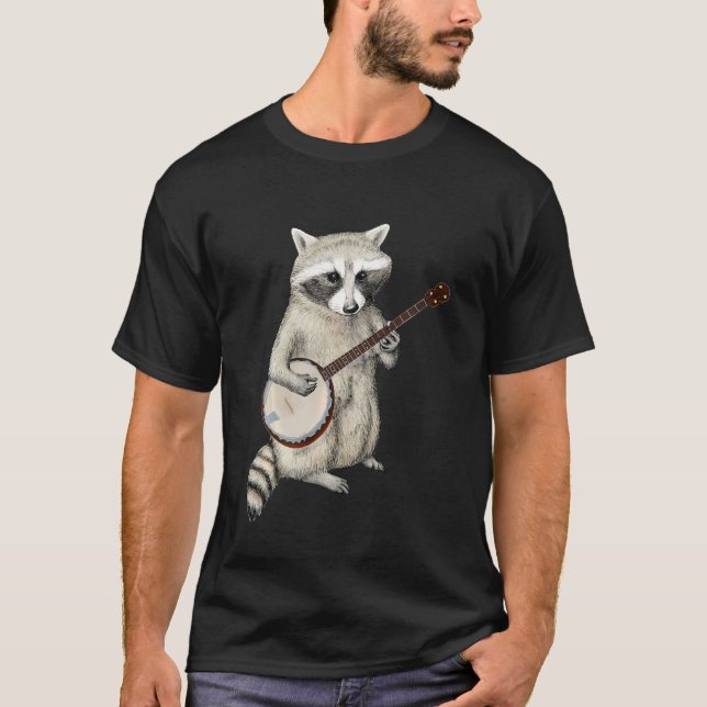 Funny Raccoon spelar Banjo Guitar Retro Racoon Tr T Shirt (Framsida)