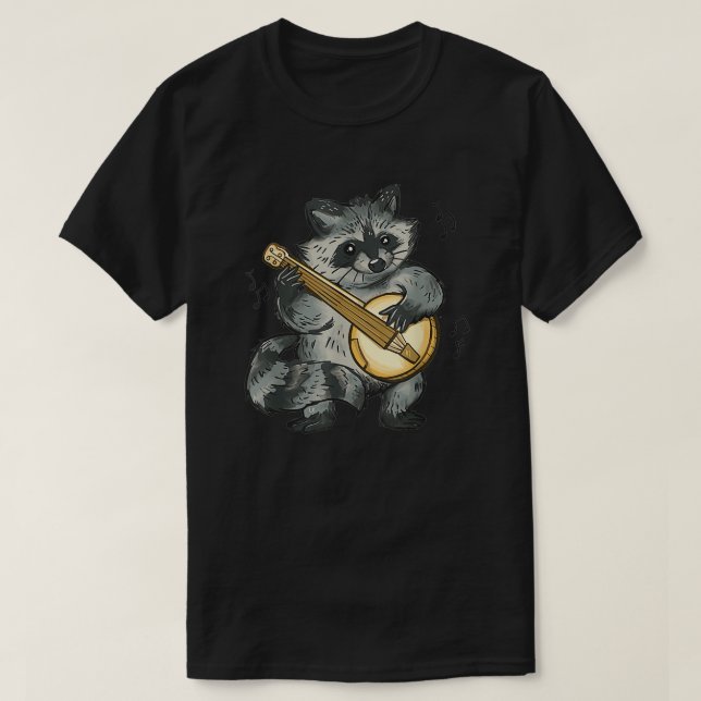 Funny Raccoon spelar banjo Raccoons Animal T Shirt (Design framsida)