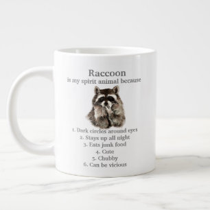 Funny Raccoon Spirit Animal Humor Cute Watercolor Jumbo Mugg