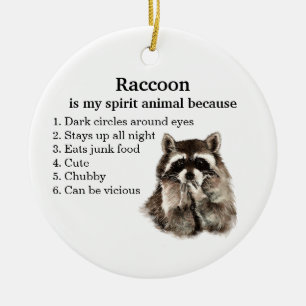 Funny Raccoon Spirit Animal Humor Julgransprydnad Keramik