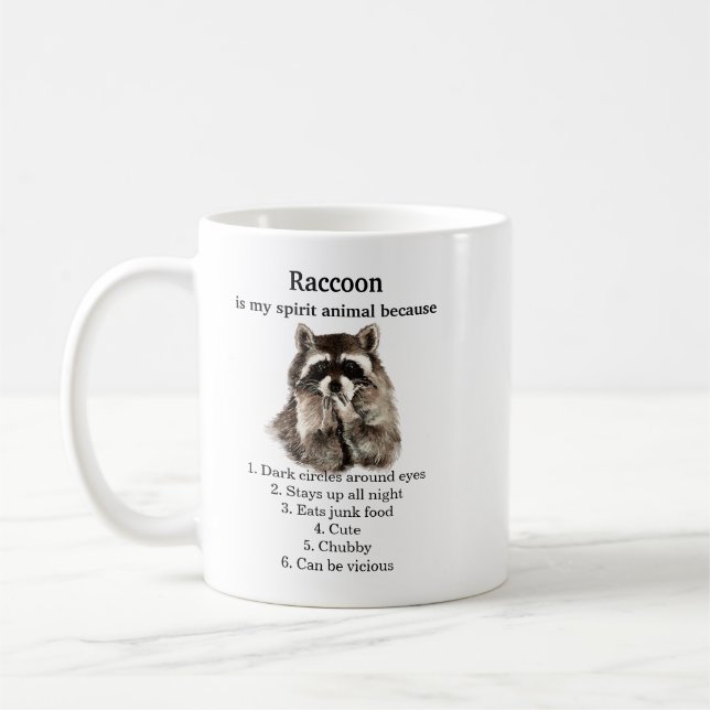 Funny Raccoon Spirit Animal Humor Kaffemugg (Vänster)