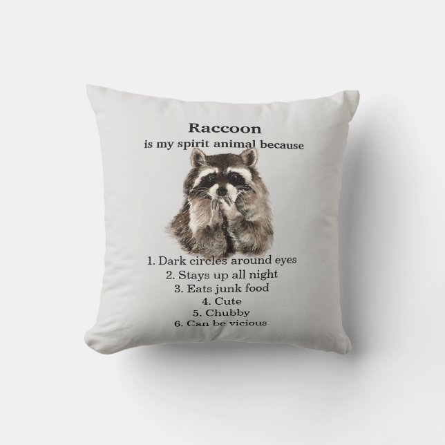 Funny Raccoon Spirit Animal Humor Kudde (Framsida)