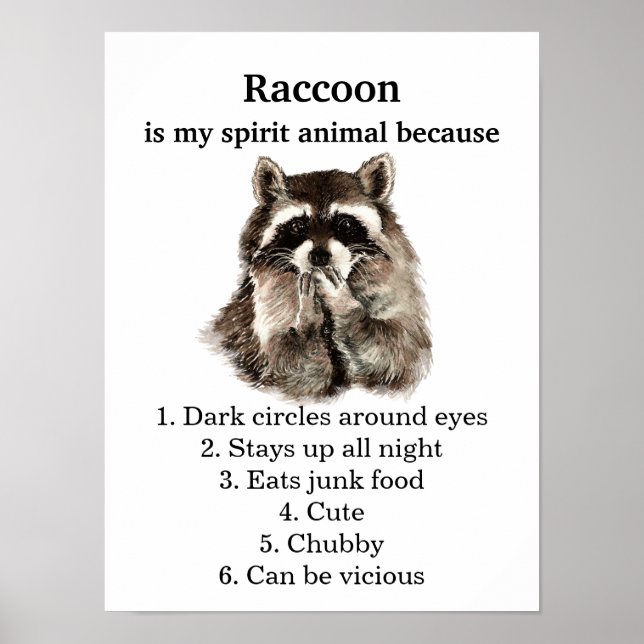 Funny Raccoon Spirit Animal Humor Poster (Framsidan)
