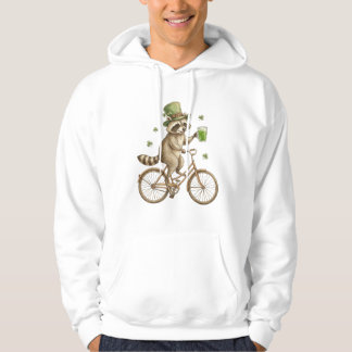 Funny Raccoon, St. Patrick's Day Irish Shamrock Hoodie
