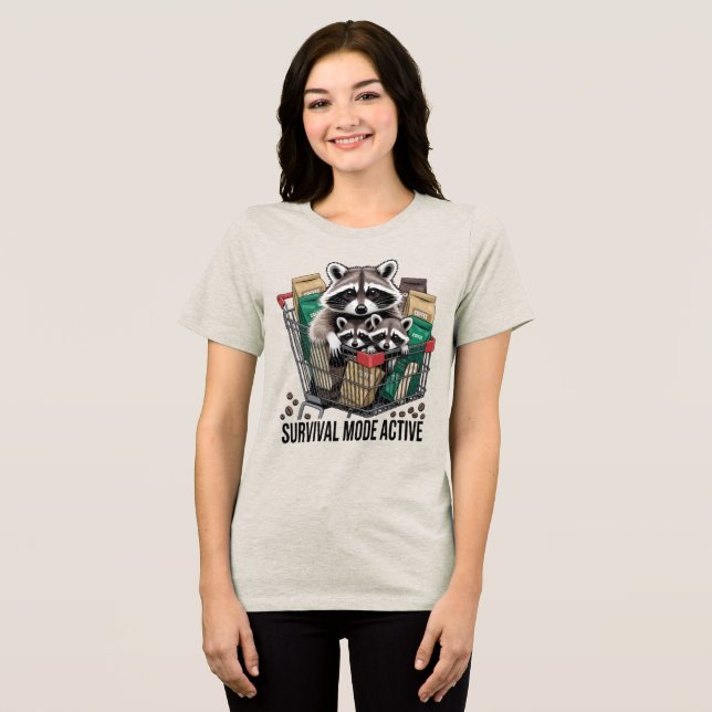 Funny Raccoon Survival Mode Active Coffee Lover Sh T Shirt (Framsida Full)
