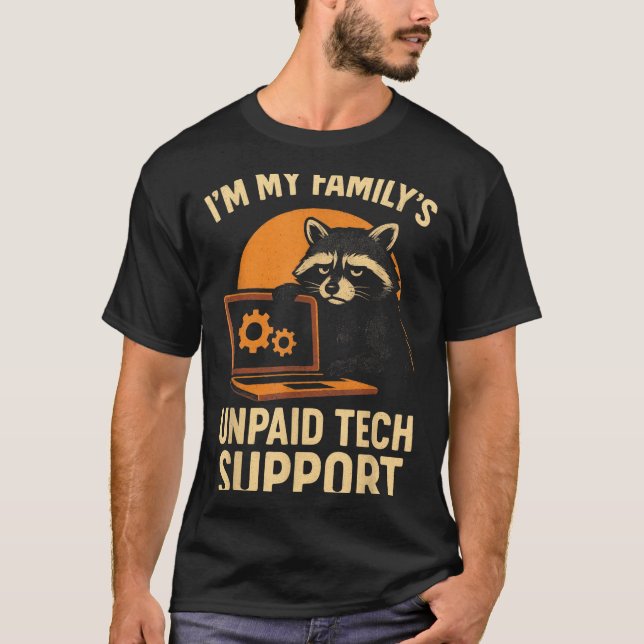 Funny Raccoon Tech Lover Graphic Tee Computer Geek (Framsida)