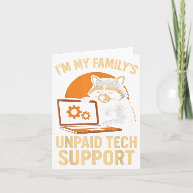 Funny Raccoon Tech Lover Graphic Tee Computer Geek Kort (Framsida)