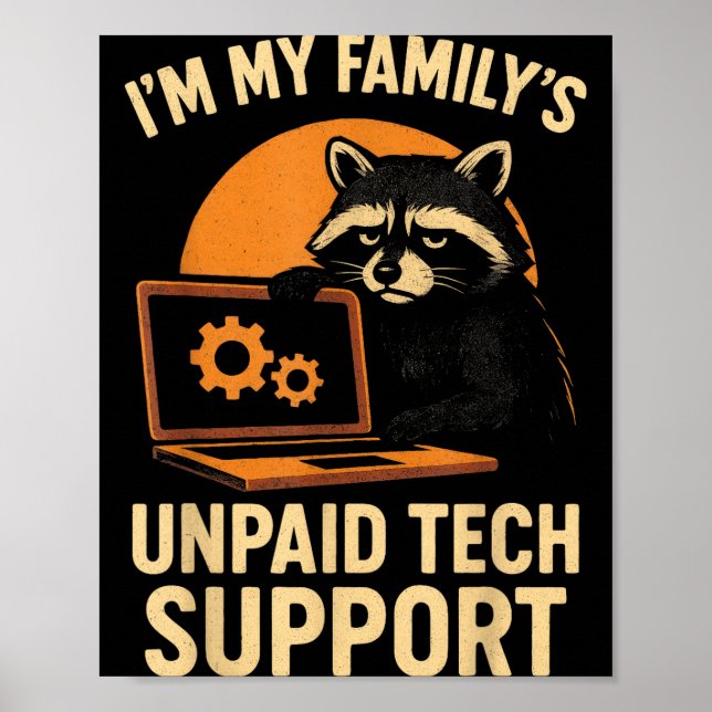 Funny Raccoon Tech Lover Graphic Tee Computer Geek Poster (Framsidan)