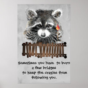 Funny Raccoon-utskrivbar Poster Humor & Sass