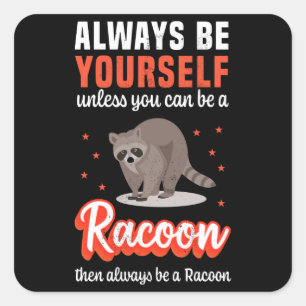 Funny Racoon - Raccoon Halloween Costume Fyrkantigt Klistermärke