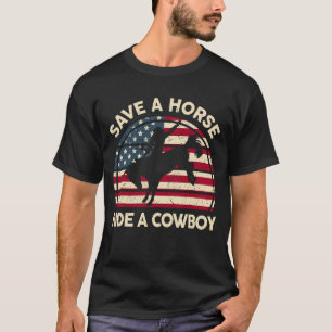 Funny Rädda en häst Ride Cowboy Western Rodeo Cost T Shirt