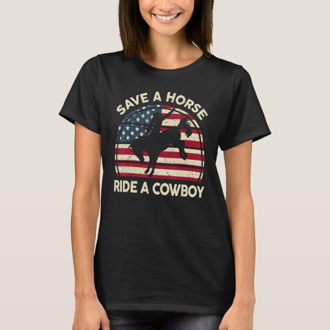 Funny Rädda en häst Ride Cowboyt-Shirt Manar Women T Shirt (Framsida)