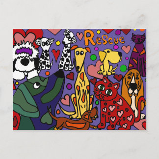 Funny Rädding Pets Kärlek Abstrakt Art Vykort