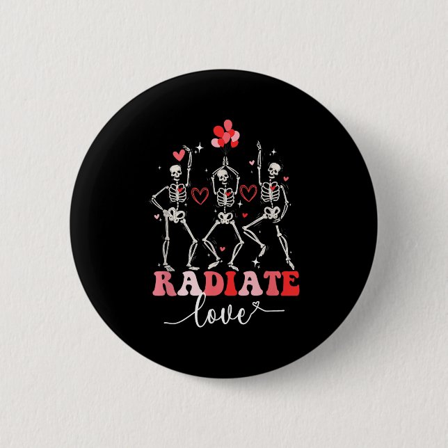 Funny Radiate Kärlek Valentine-röntgenteknik Knapp (Framsida)