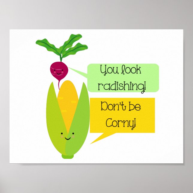 Funny Radish och Maj Vegetable Humor Poster (Framsidan)