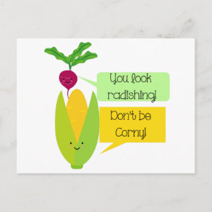 Funny Radish och Maj Vegetable Humor Vykort