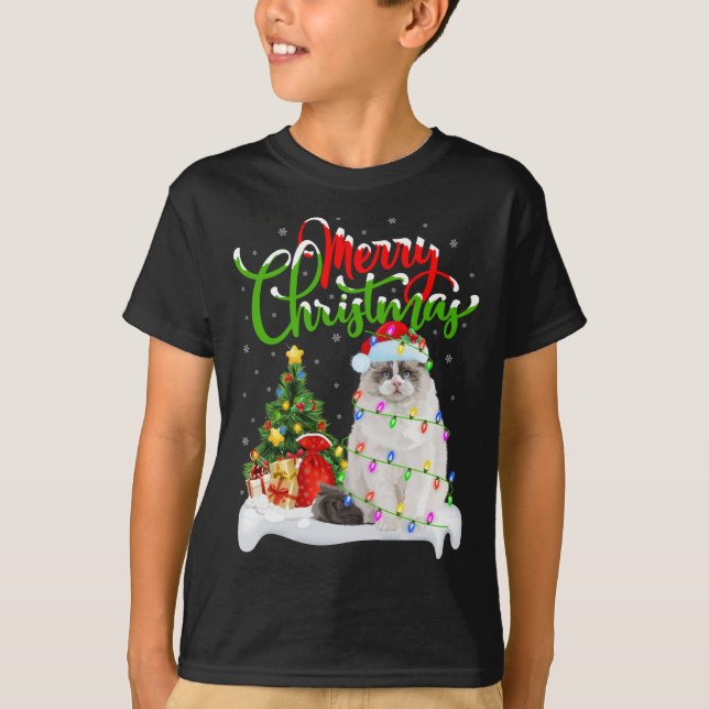 Funny Ragdoll Cat Lover Julafton Lighting Ragdoll  T Shirt (Framsida)