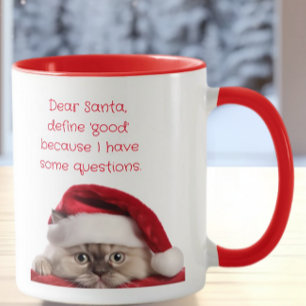 Funny Ragdoll Cat Santa Hat Define Bra Mugg