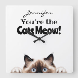 Funny Ragdoll Cat Wall Clock Fyrkantig Klocka