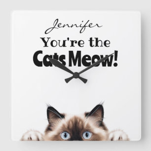 Funny Ragdoll Cat Wall Clock Fyrkantig Klocka