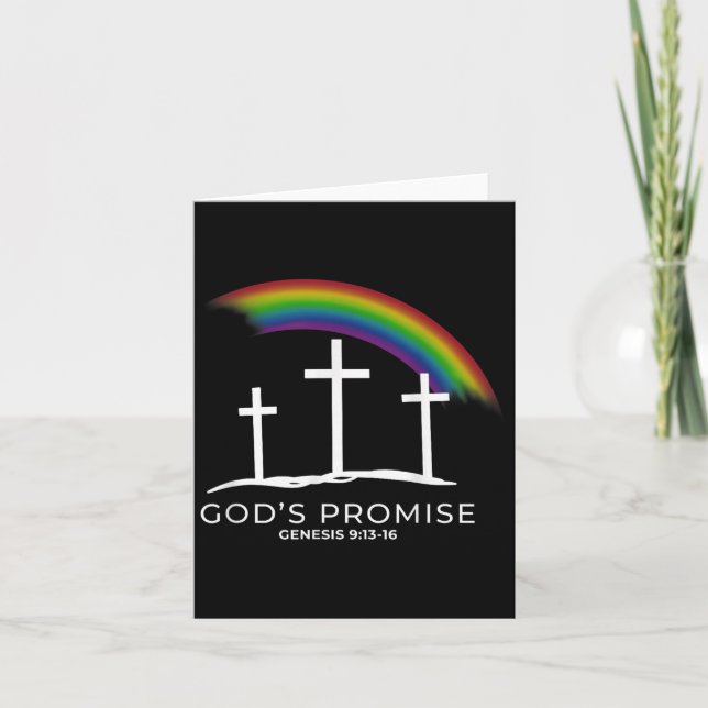 Funny Rainbow Christ Cross - Christian Quote God's Kort (Framsida)