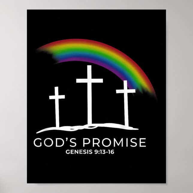Funny Rainbow Christ Cross - Christian Quote God's Poster (Framsidan)