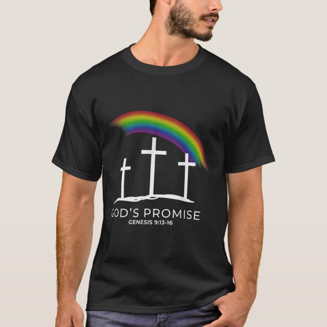 Funny Rainbow Christ Cross - Christian Quote God's T Shirt (Framsida)