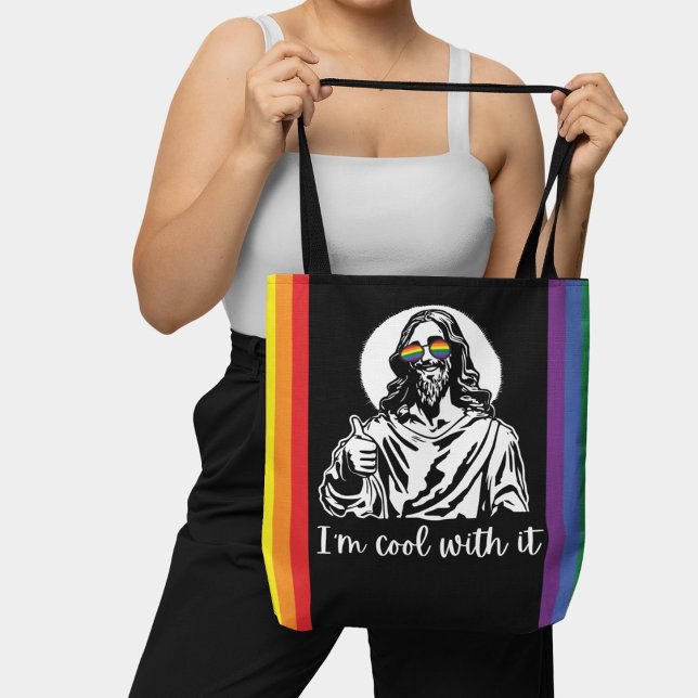 Funny Rainbow Flagga Hippie Jesus Gay pride Tygkasse (Skapare uppladdad)