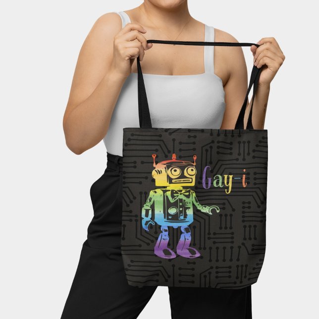 Funny Rainbow Gay pride AI Robot Pun Joke Tygkasse (Skapare uppladdad)