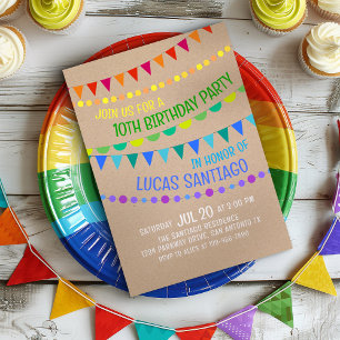 Funny Rainbow Kids' födelsedagsinbjudan Inbjudningar