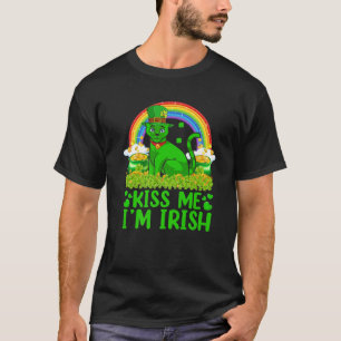 Funny Rainbow Kiss Me Jag är Irish Siamese Cat St T Shirt