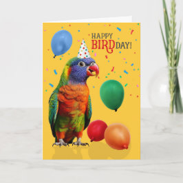 Funny Rainbow Lorikeet Parrot Birthday Kort