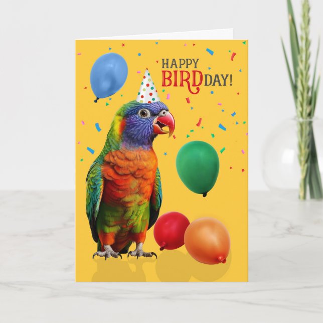 Funny Rainbow Lorikeet Parrot Birthday Kort (Framsida)