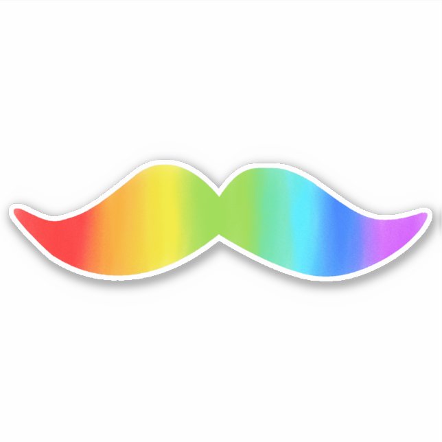 Funny Rainbow Mustache Klistermärken (Framsida)