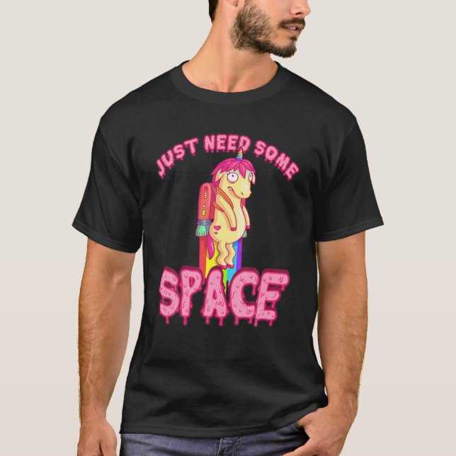 Funny Rainbow Rocket Unicorn T Shirt (Framsida)